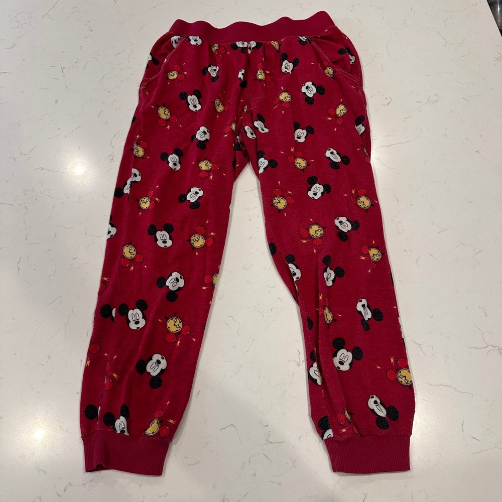 Disney Mickey Mouse Pajama Jogger Pants Red Scarlet Berry Women Medium LZ31931BD